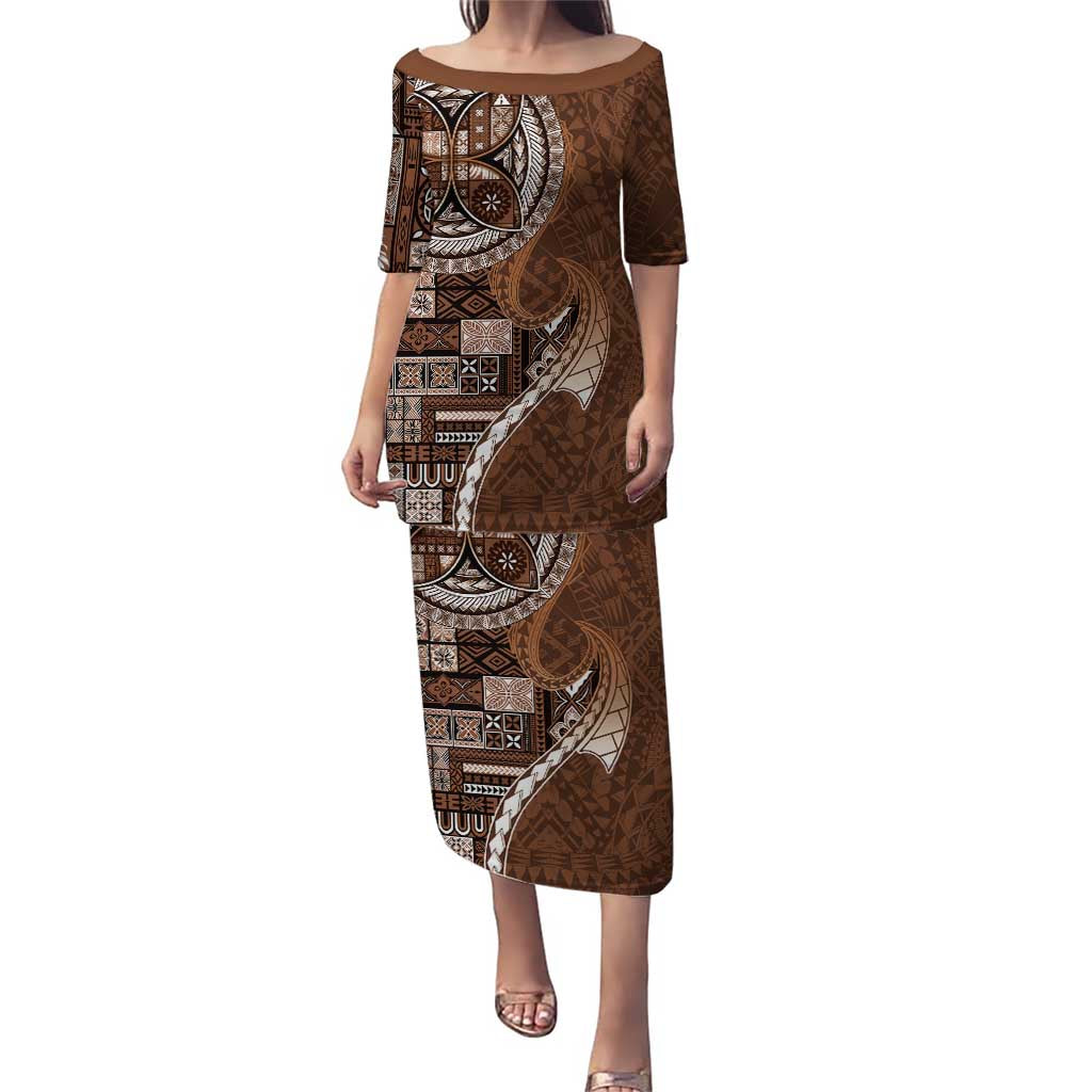 Samoan Siapo Art Tattoo Polynesian Pattern Puletasi Brown Color - Polynesian Pride