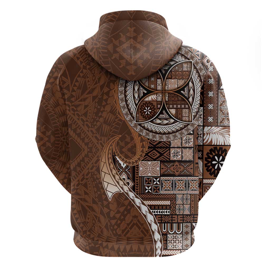 Samoan Siapo Art Tattoo Polynesian Pattern Zip Hoodie Brown Color LT03 - Polynesian Pride
