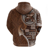 Samoan Siapo Art Tattoo Polynesian Pattern Zip Hoodie Brown Color LT03 - Polynesian Pride