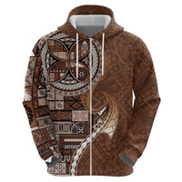 Samoan Siapo Art Tattoo Polynesian Pattern Zip Hoodie Brown Color LT03 - Polynesian Pride