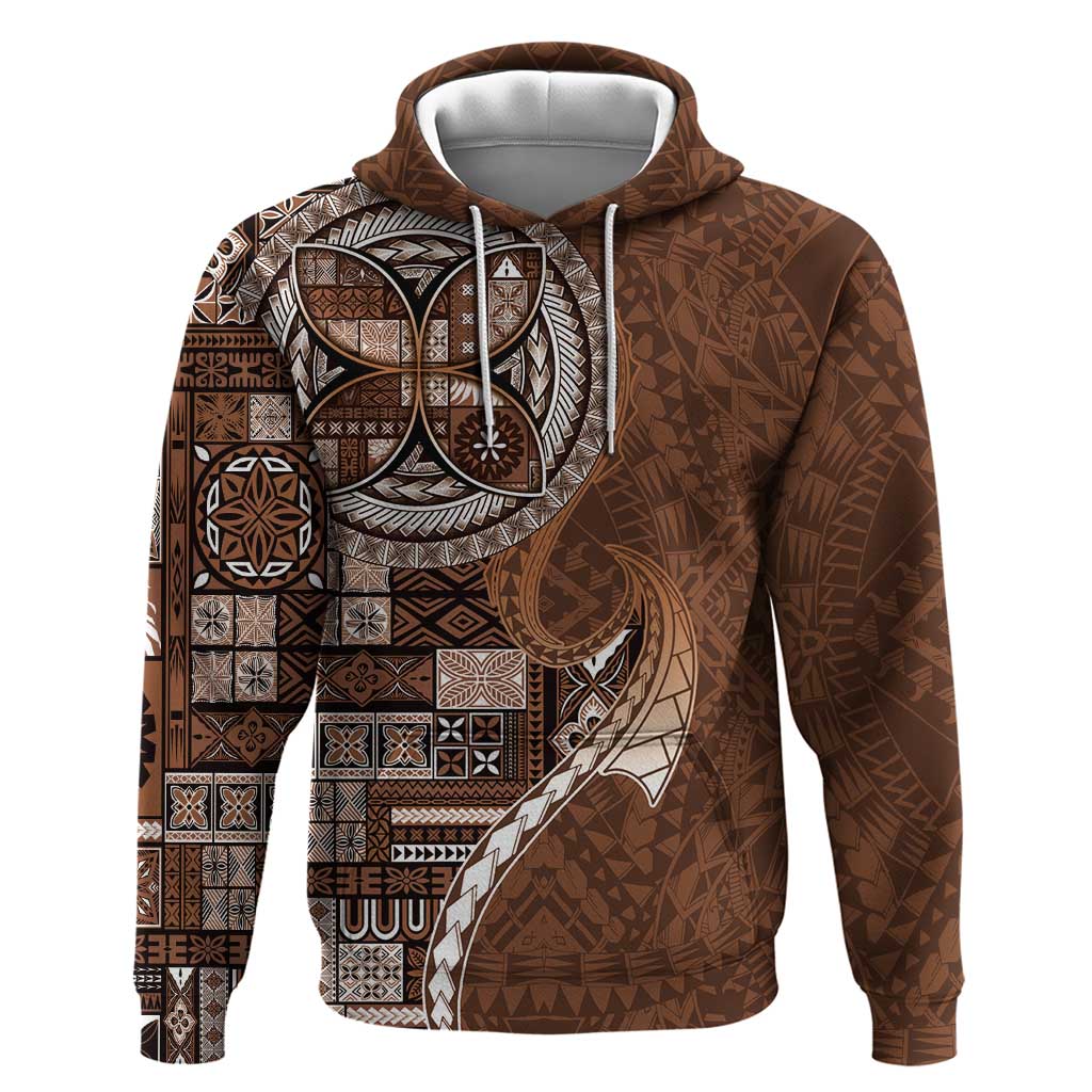 Samoan Siapo Art Tattoo Polynesian Pattern Zip Hoodie Brown Color LT03 Pullover Hoodie Brown - Polynesian Pride