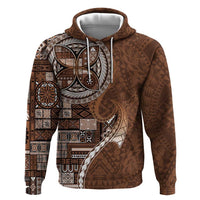 Samoan Siapo Art Tattoo Polynesian Pattern Zip Hoodie Brown Color LT03 Pullover Hoodie Brown - Polynesian Pride