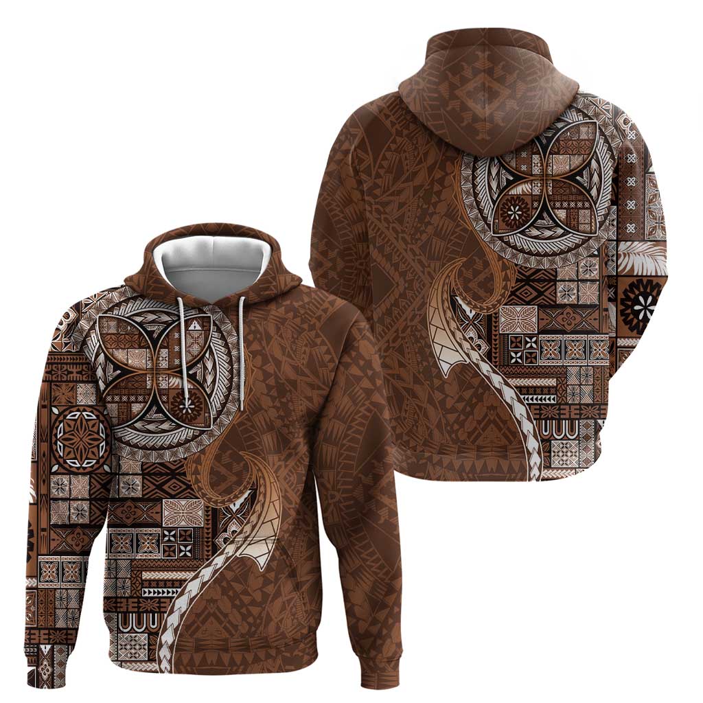 Samoan Siapo Art Tattoo Polynesian Pattern Zip Hoodie Brown Color LT03 - Polynesian Pride