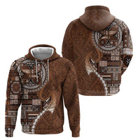 Samoan Siapo Art Tattoo Polynesian Pattern Zip Hoodie Brown Color LT03 - Polynesian Pride
