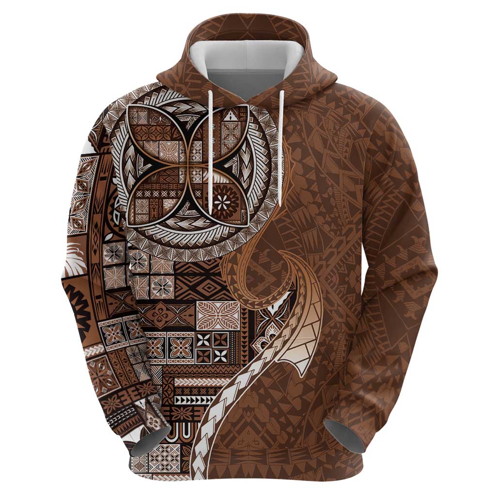 Samoan Siapo Art Tattoo Polynesian Pattern Zip Hoodie Brown Color LT03 - Polynesian Pride