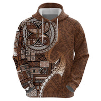 Samoan Siapo Art Tattoo Polynesian Pattern Zip Hoodie Brown Color LT03 - Polynesian Pride