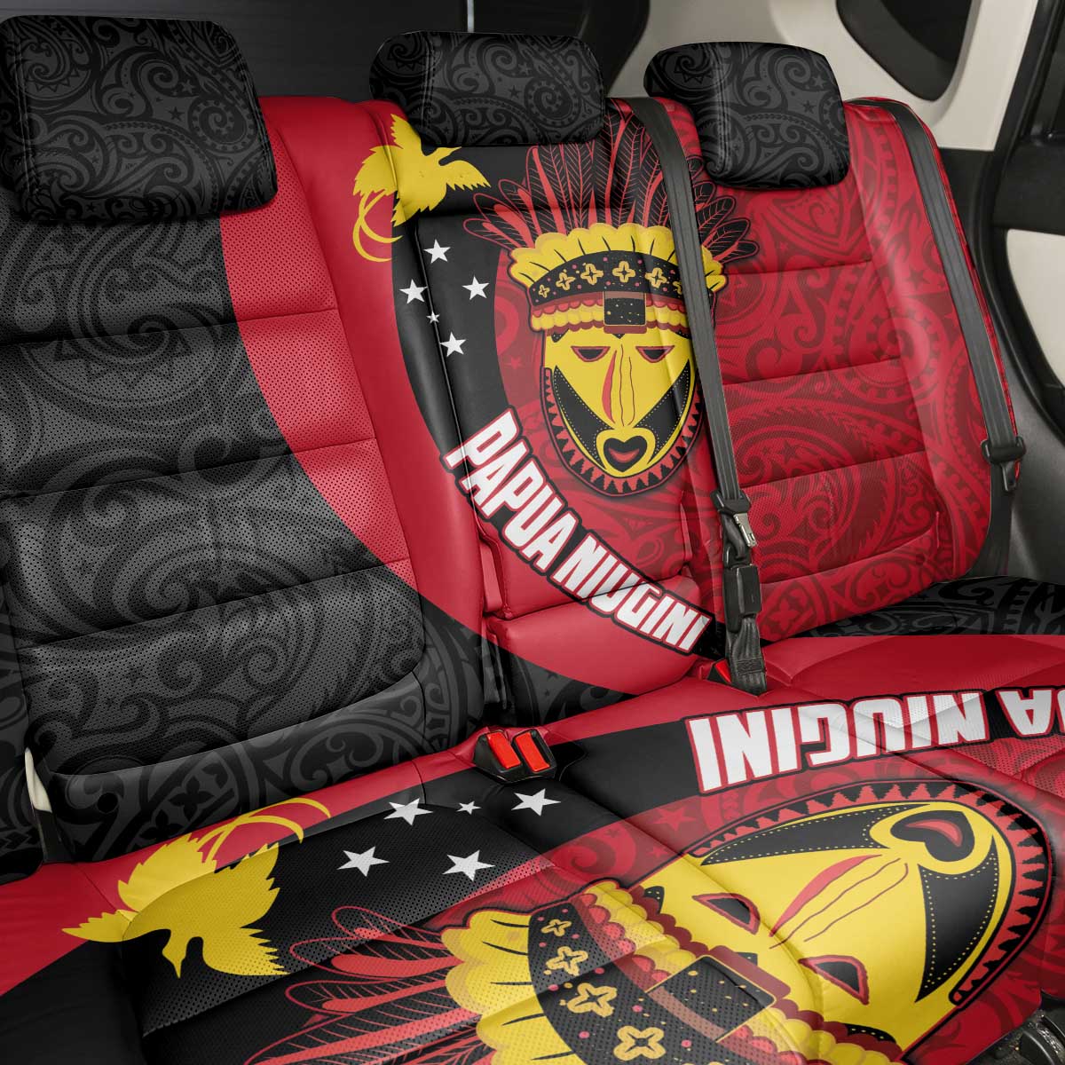 Papua New Guinea Mask Festival Back Car Seat Cover Papua Niugini Tribe Mask Melanesian Pattern LT03 - Polynesian Pride