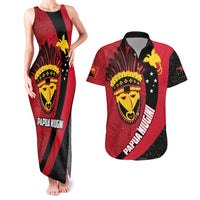 Papua New Guinea Mask Festival Couples Matching Tank Maxi Dress and Hawaiian Shirt Papua Niugini Tribe Mask Melanesian Pattern LT03 Red - Polynesian Pride