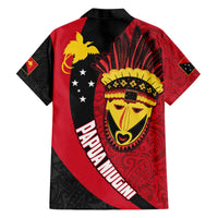 Papua New Guinea Mask Festival Family Matching Off Shoulder Short Dress and Hawaiian Shirt Papua Niugini Tribe Mask Melanesian Pattern LT03 - Polynesian Pride