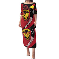 Papua New Guinea Mask Festival Family Matching Puletasi and Hawaiian Shirt Papua Niugini Tribe Mask Melanesian Pattern LT03 Mom's Dress Red - Polynesian Pride