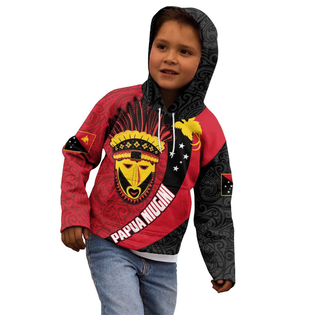 Papua New Guinea Mask Festival Kid Hoodie Papua Niugini Tribe Mask Melanesian Pattern LT03 - Polynesian Pride