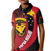 Papua New Guinea Mask Festival Kid Polo Shirt Papua Niugini Tribe Mask Melanesian Pattern LT03 Kid Red - Polynesian Pride