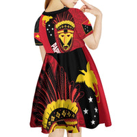 Papua New Guinea Mask Festival Kid Short Sleeve Dress Papua Niugini Tribe Mask Melanesian Pattern LT03 - Polynesian Pride