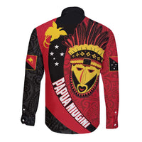 Papua New Guinea Mask Festival Long Sleeve Button Shirt Papua Niugini Tribe Mask Melanesian Pattern LT03 - Polynesian Pride