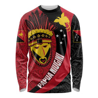 Papua New Guinea Mask Festival Long Sleeve Shirt Papua Niugini Tribe Mask Melanesian Pattern LT03 Unisex Red - Polynesian Pride
