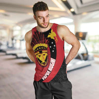 Papua New Guinea Mask Festival Men Tank Top Papua Niugini Tribe Mask Melanesian Pattern LT03 Red - Polynesian Pride