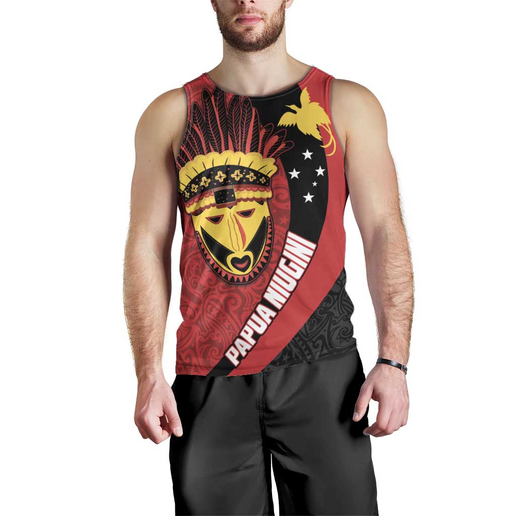 Papua New Guinea Mask Festival Men Tank Top Papua Niugini Tribe Mask Melanesian Pattern LT03 - Polynesian Pride