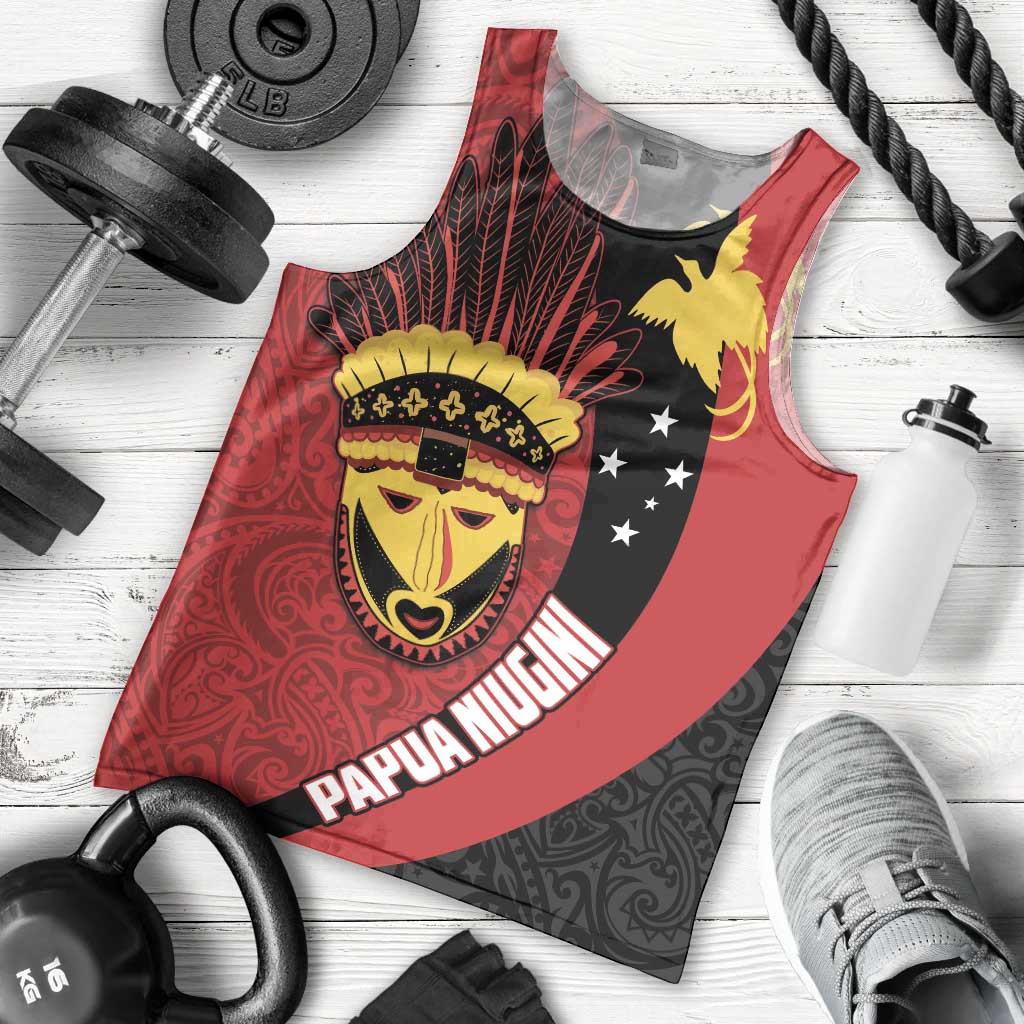 Papua New Guinea Mask Festival Men Tank Top Papua Niugini Tribe Mask Melanesian Pattern LT03 - Polynesian Pride