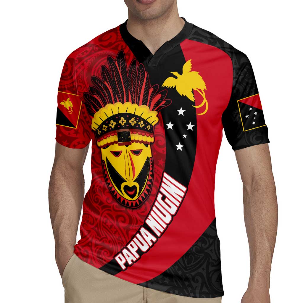 Papua New Guinea Mask Festival Rugby Jersey Papua Niugini Tribe Mask Melanesian Pattern LT03 - Polynesian Pride