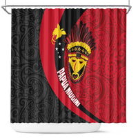 Papua New Guinea Mask Festival Shower Curtain Papua Niugini Tribe Mask Melanesian Pattern LT03 Red - Polynesian Pride