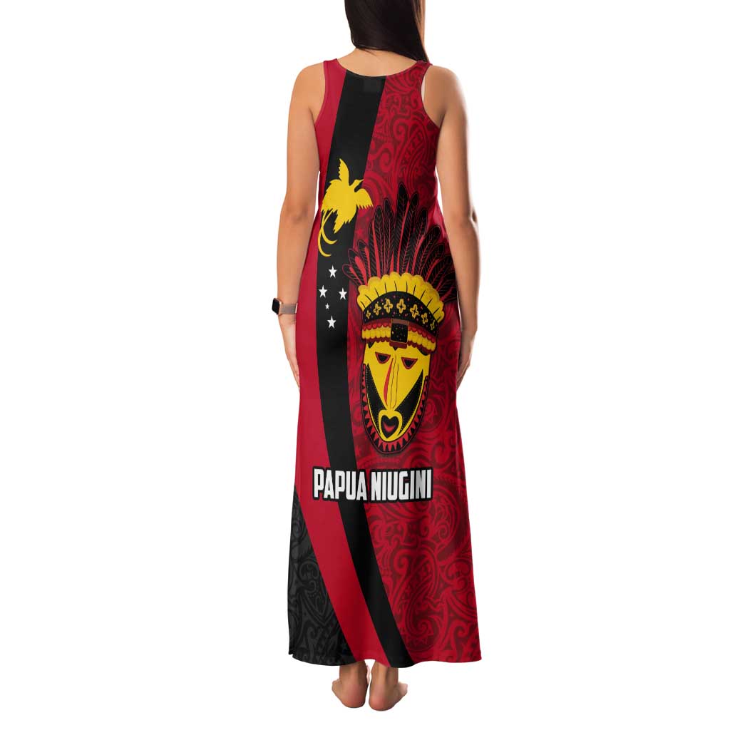 Papua New Guinea Mask Festival Tank Maxi Dress Papua Niugini Tribe Mask Melanesian Pattern LT03 - Polynesian Pride