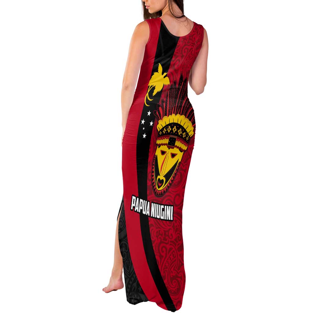 Papua New Guinea Mask Festival Tank Maxi Dress Papua Niugini Tribe Mask Melanesian Pattern LT03 - Polynesian Pride