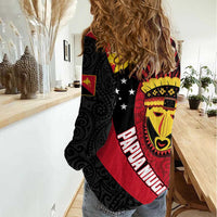 Papua New Guinea Mask Festival Women Casual Shirt Papua Niugini Tribe Mask Melanesian Pattern LT03 - Polynesian Pride