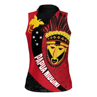 Papua New Guinea Mask Festival Women Sleeveless Polo Shirt Papua Niugini Tribe Mask Melanesian Pattern LT03 - Polynesian Pride