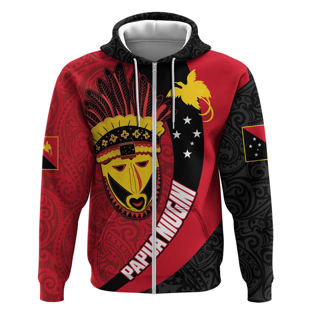 Papua New Guinea Mask Festival Zip Hoodie Papua Niugini Tribe Mask Melanesian Pattern LT03 Zip Hoodie Red - Polynesian Pride