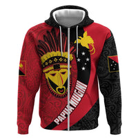 Papua New Guinea Mask Festival Zip Hoodie Papua Niugini Tribe Mask Melanesian Pattern LT03 Zip Hoodie Red - Polynesian Pride