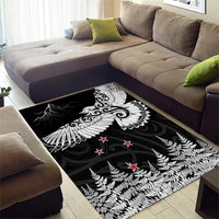 New Zealand Kea Bird Area Rug Maori Tattoo and Silver Fern Black Color LT03 - Polynesian Pride