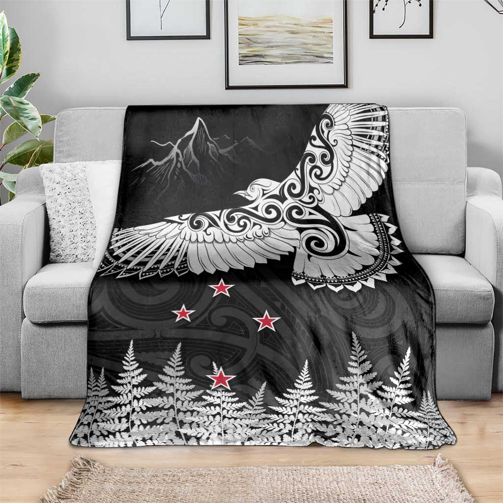 New Zealand Kea Bird Blanket Maori Tattoo and Silver Fern Black Color LT03 - Polynesian Pride