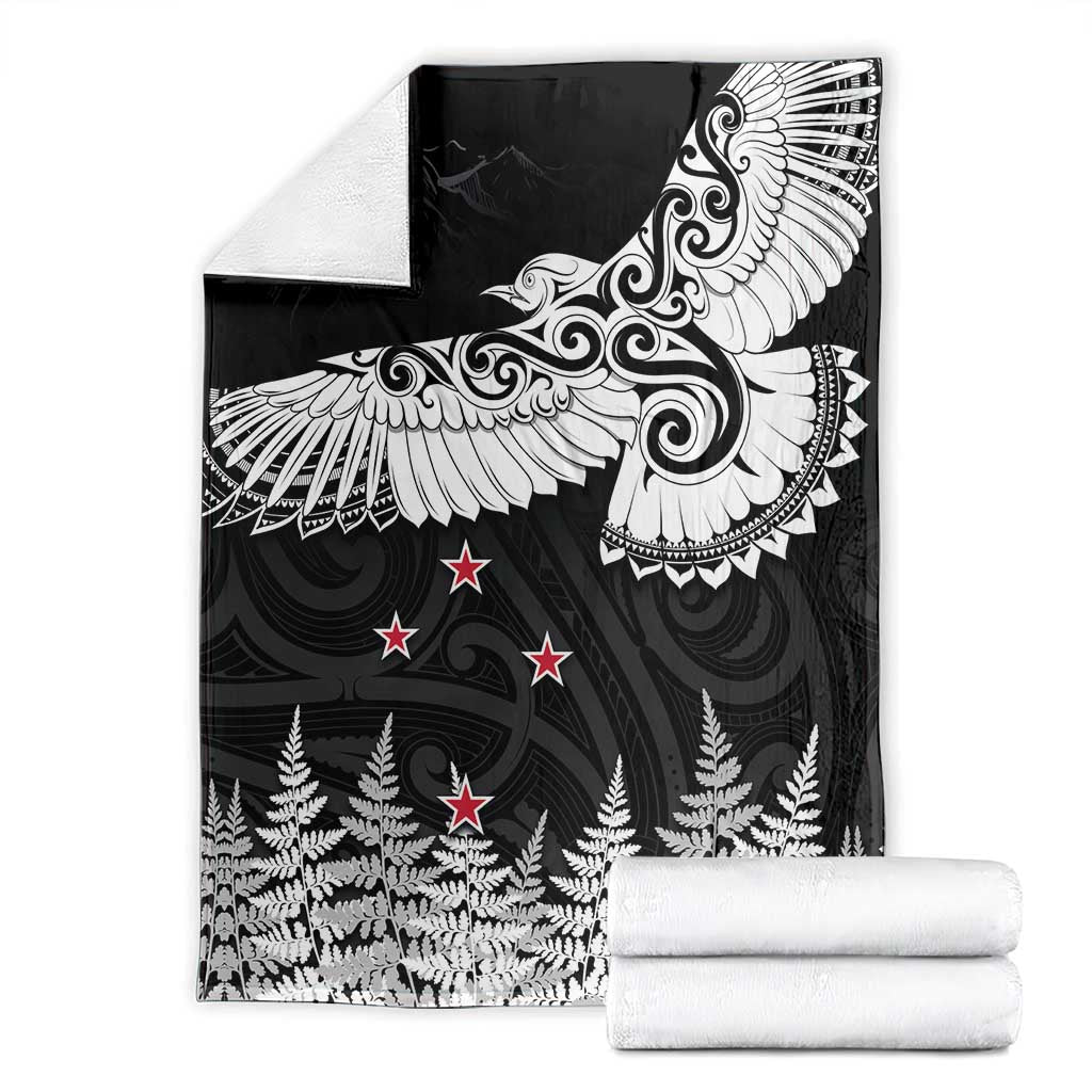 New Zealand Kea Bird Blanket Maori Tattoo and Silver Fern Black Color LT03 - Polynesian Pride