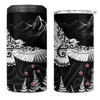 New Zealand Kea Bird 4 in 1 Can Cooler Tumbler Maori Tattoo and Silver Fern Black Color LT03 One Size: 16 oz Black - Polynesian Pride