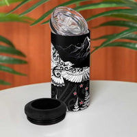 New Zealand Kea Bird 4 in 1 Can Cooler Tumbler Maori Tattoo and Silver Fern Black Color LT03 - Polynesian Pride