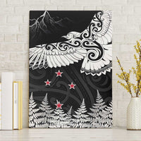 New Zealand Kea Bird Canvas Wall Art Maori Tattoo and Silver Fern Black Color LT03 Without Frame Black - Polynesian Pride