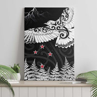 New Zealand Kea Bird Canvas Wall Art Maori Tattoo and Silver Fern Black Color LT03 - Polynesian Pride