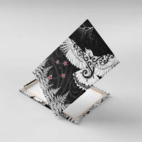 New Zealand Kea Bird Canvas Wall Art Maori Tattoo and Silver Fern Black Color LT03 With Frame Black - Polynesian Pride