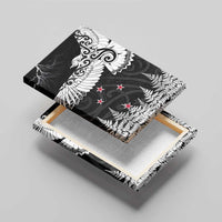 New Zealand Kea Bird Canvas Wall Art Maori Tattoo and Silver Fern Black Color LT03 - Polynesian Pride