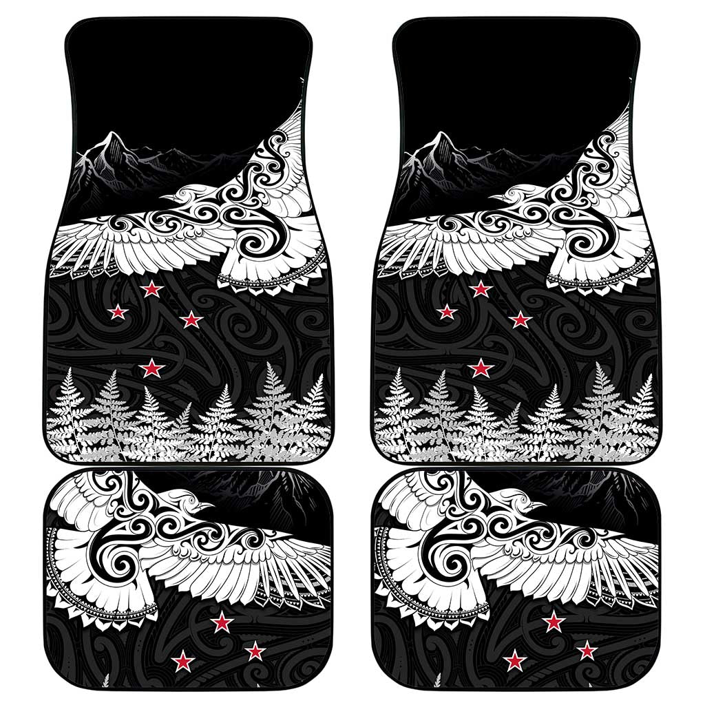 New Zealand Kea Bird Car Mats Maori Tattoo and Silver Fern Black Color LT03 - Polynesian Pride