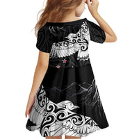 New Zealand Kea Bird Family Matching Mermaid Dress and Hawaiian Shirt Maori Tattoo and Silver Fern Black Color LT03 - Polynesian Pride