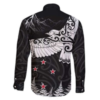 New Zealand Kea Bird Family Matching Mermaid Dress and Hawaiian Shirt Maori Tattoo and Silver Fern Black Color LT03 - Polynesian Pride