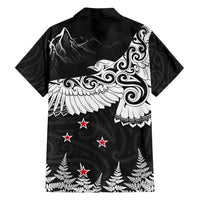 New Zealand Kea Bird Family Matching Off Shoulder Maxi Dress and Hawaiian Shirt Maori Tattoo and Silver Fern Black Color LT03 - Polynesian Pride