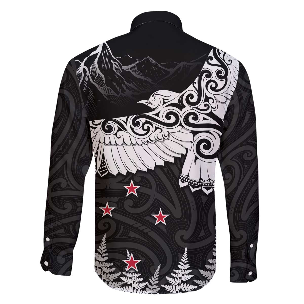New Zealand Kea Bird Family Matching Off Shoulder Short Dress and Hawaiian Shirt Maori Tattoo and Silver Fern Black Color LT03 - Polynesian Pride