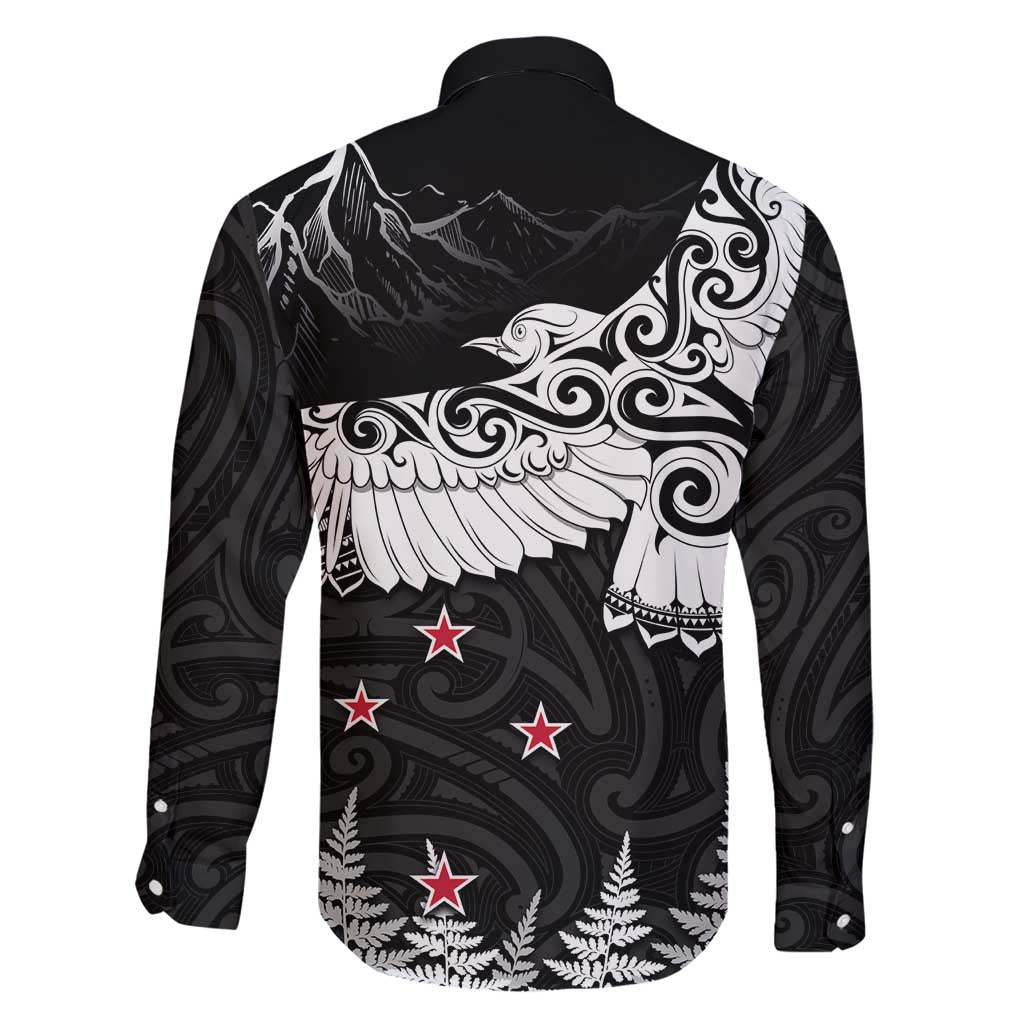 New Zealand Kea Bird Family Matching Short Sleeve Bodycon Dress and Hawaiian Shirt Maori Tattoo and Silver Fern Black Color LT03 - Polynesian Pride