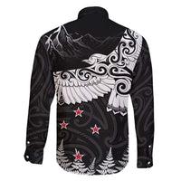 New Zealand Kea Bird Family Matching Short Sleeve Bodycon Dress and Hawaiian Shirt Maori Tattoo and Silver Fern Black Color LT03 - Polynesian Pride