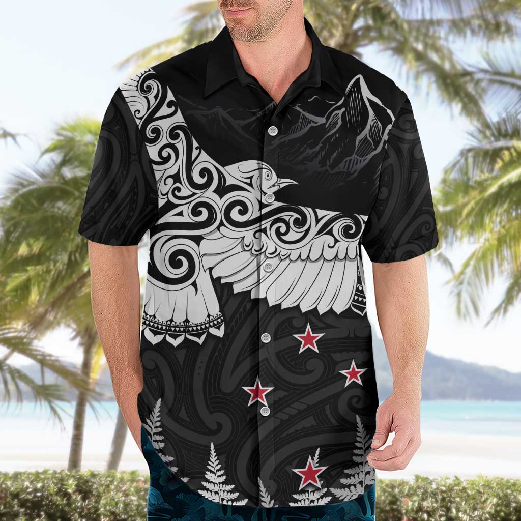 New Zealand Kea Bird Hawaiian Shirt Maori Tattoo and Silver Fern Black Color LT03 - Polynesian Pride