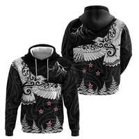 New Zealand Kea Bird Hoodie Maori Tattoo and Silver Fern Black Color LT03 - Polynesian Pride