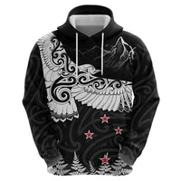 New Zealand Kea Bird Hoodie Maori Tattoo and Silver Fern Black Color LT03 - Polynesian Pride