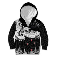 New Zealand Kea Bird Kid Hoodie Maori Tattoo and Silver Fern Black Color LT03 Zip Hoodie Black - Polynesian Pride